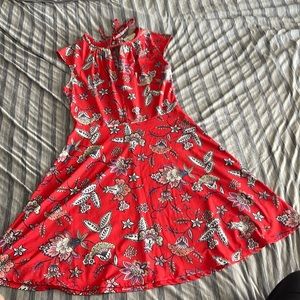 Red floral print sundress